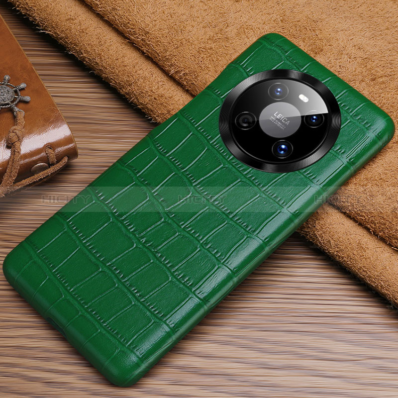 Coque Luxe Cuir Housse Etui ST3 pour Huawei Mate 40 Vert Plus