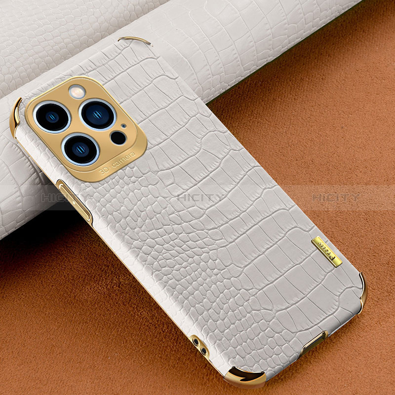 Coque Luxe Cuir Housse Etui XD1 pour Apple iPhone 15 Pro Blanc Plus