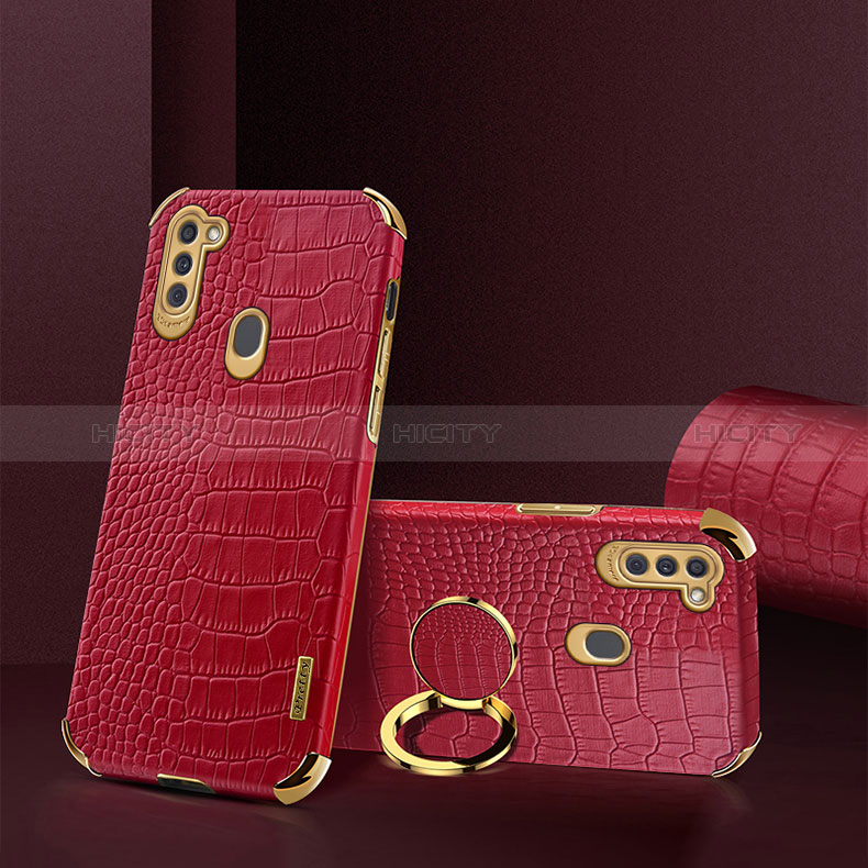 Coque Luxe Cuir Housse Etui XD1 pour Samsung Galaxy M11 Rouge Plus