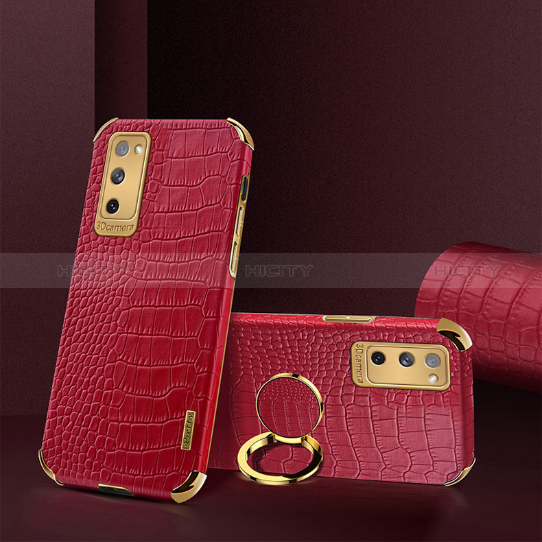 Coque Luxe Cuir Housse Etui XD2 pour Samsung Galaxy S20 FE (2022) 5G Rouge Plus