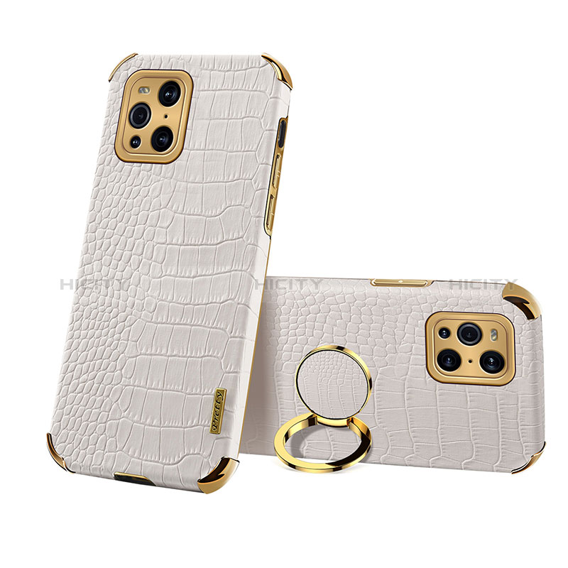 Coque Luxe Cuir Housse Etui XD3 pour Oppo Find X3 5G Blanc Plus