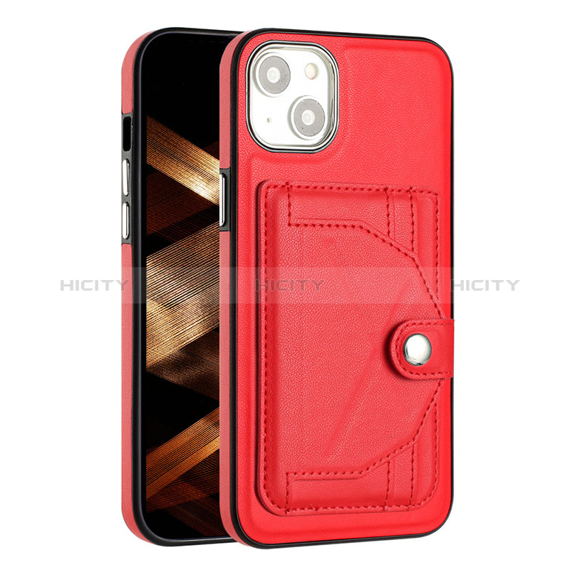 Coque Luxe Cuir Housse Etui Y01B pour Apple iPhone 14 Rouge Plus