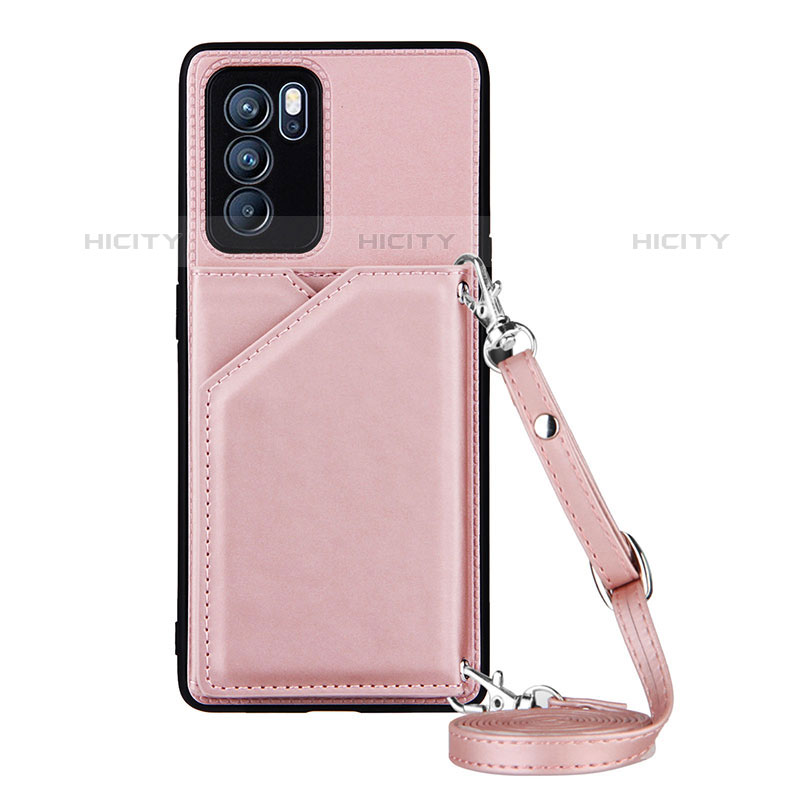 Coque Luxe Cuir Housse Etui Y02B pour Oppo Reno6 Pro 5G India Or Rose Plus