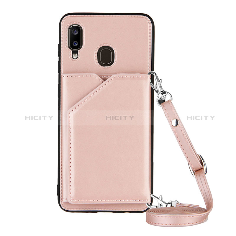 Coque Luxe Cuir Housse Etui Y02B pour Samsung Galaxy A20 Or Rose Plus