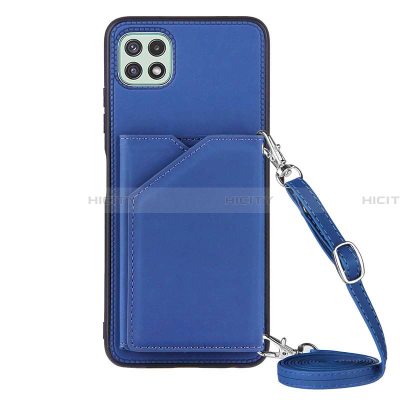 Coque Luxe Cuir Housse Etui Y02B pour Samsung Galaxy A22 5G Bleu Plus
