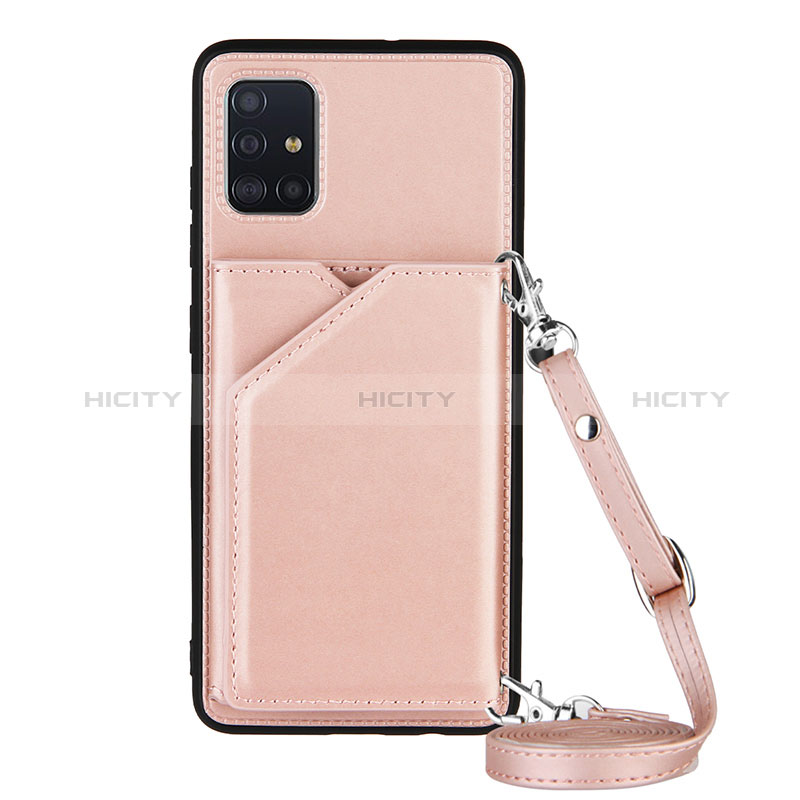 Coque Luxe Cuir Housse Etui Y02B pour Samsung Galaxy A51 4G Or Rose Plus