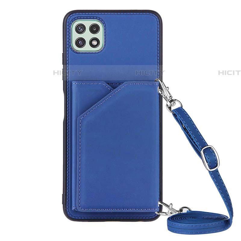 Coque Luxe Cuir Housse Etui Y02B pour Samsung Galaxy F42 5G Bleu Plus