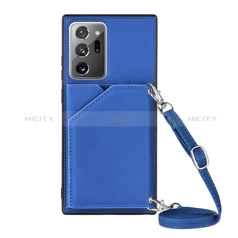 Coque Luxe Cuir Housse Etui Y02B pour Samsung Galaxy Note 20 Ultra 5G Bleu Plus