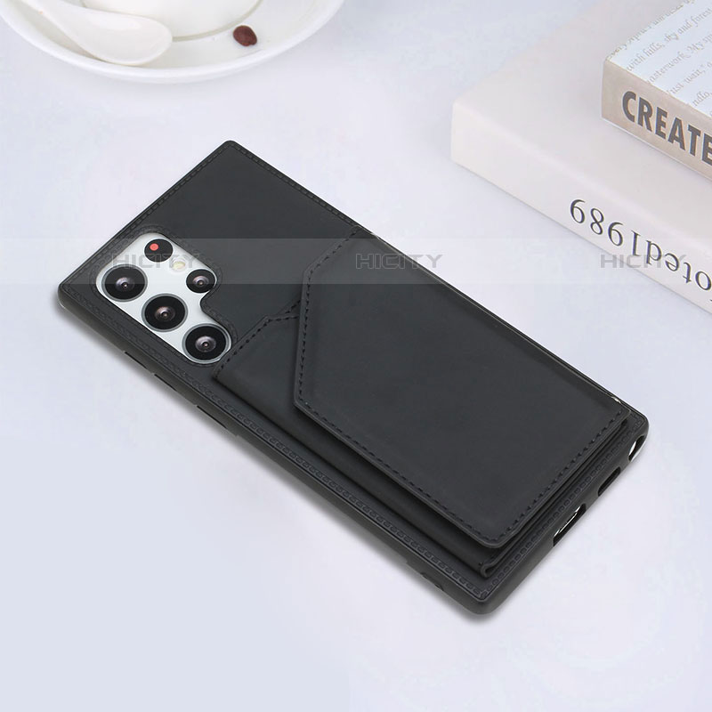 Coque Luxe Cuir Housse Etui Y02B pour Samsung Galaxy S21 Ultra 5G Noir Plus