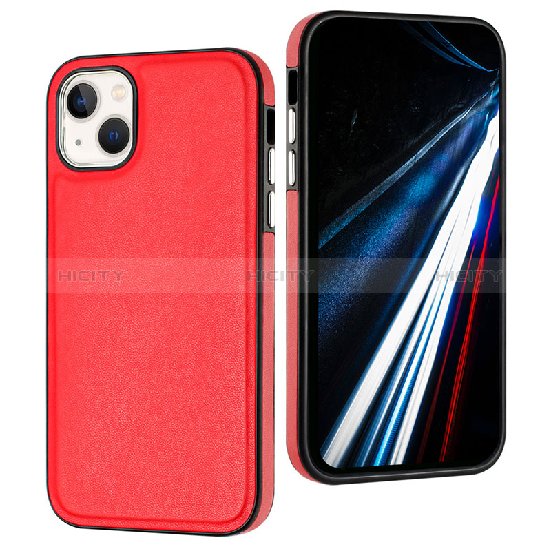 Coque Luxe Cuir Housse Etui Y03B pour Apple iPhone 13 Rouge Plus