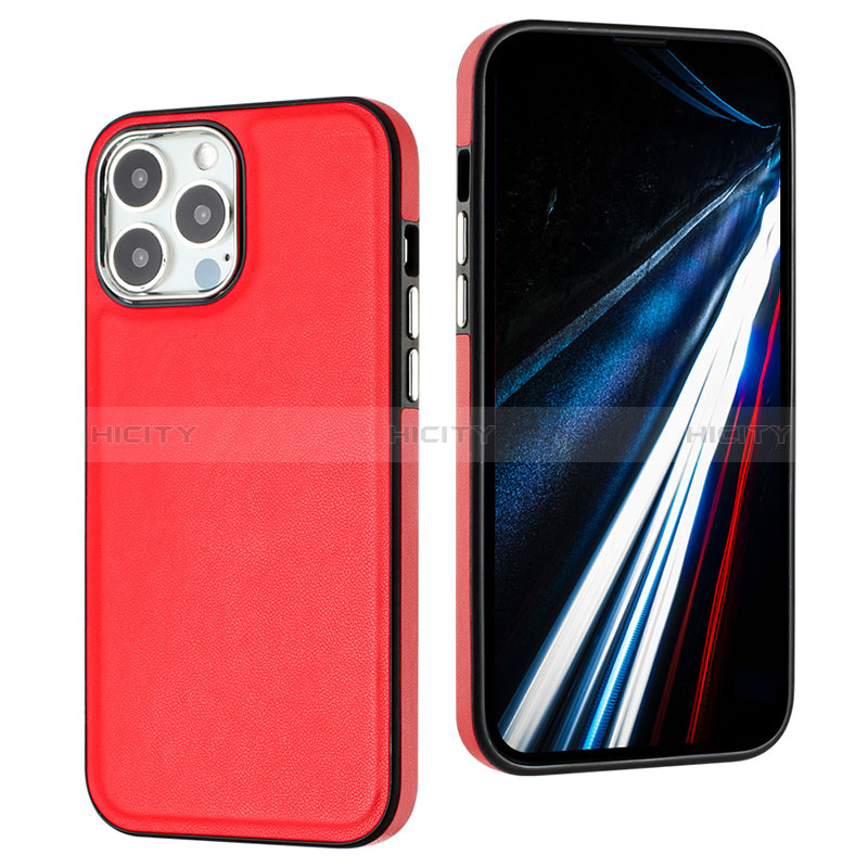 Coque Luxe Cuir Housse Etui Y03B pour Apple iPhone 14 Pro Rouge Plus