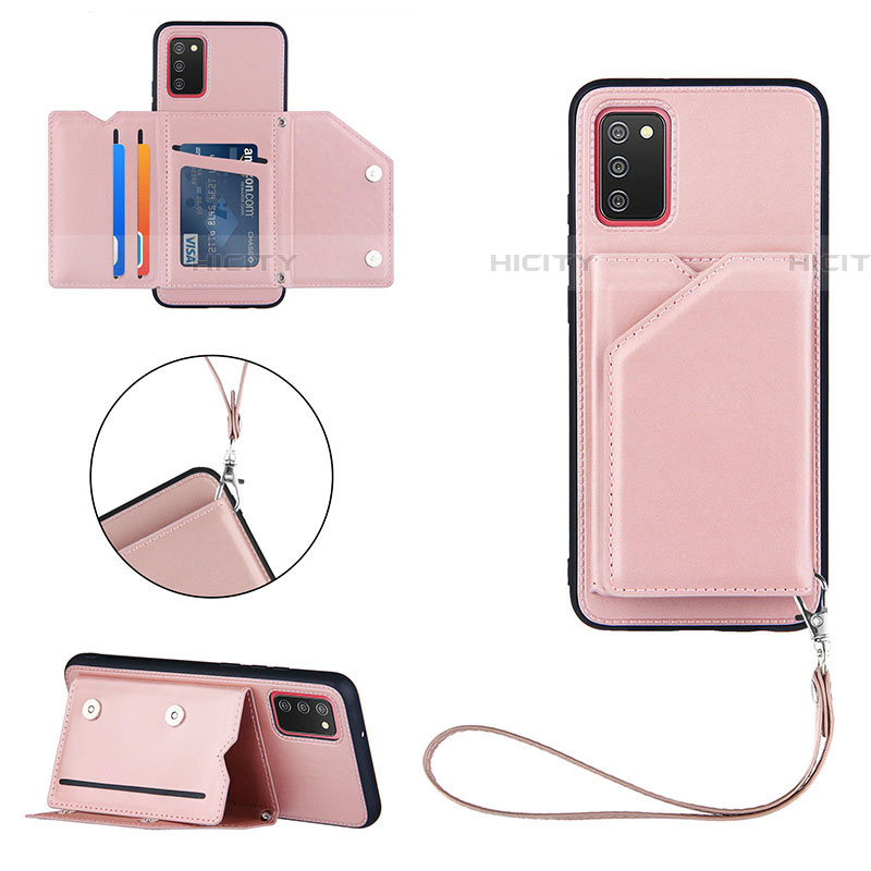 Coque Luxe Cuir Housse Etui Y03B pour Samsung Galaxy A03s Or Rose Plus