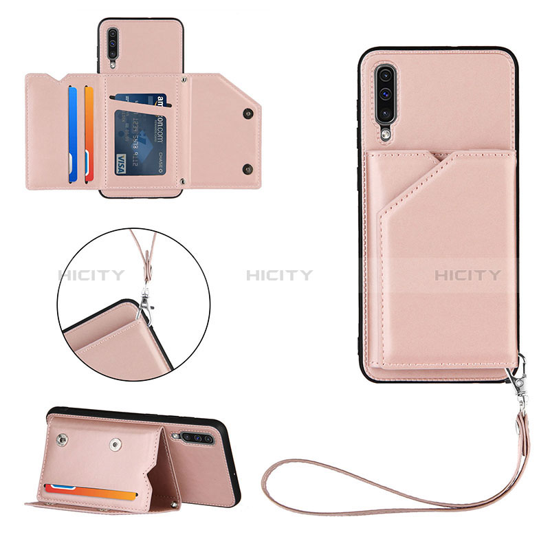 Coque Luxe Cuir Housse Etui Y03B pour Samsung Galaxy A50 Or Rose Plus