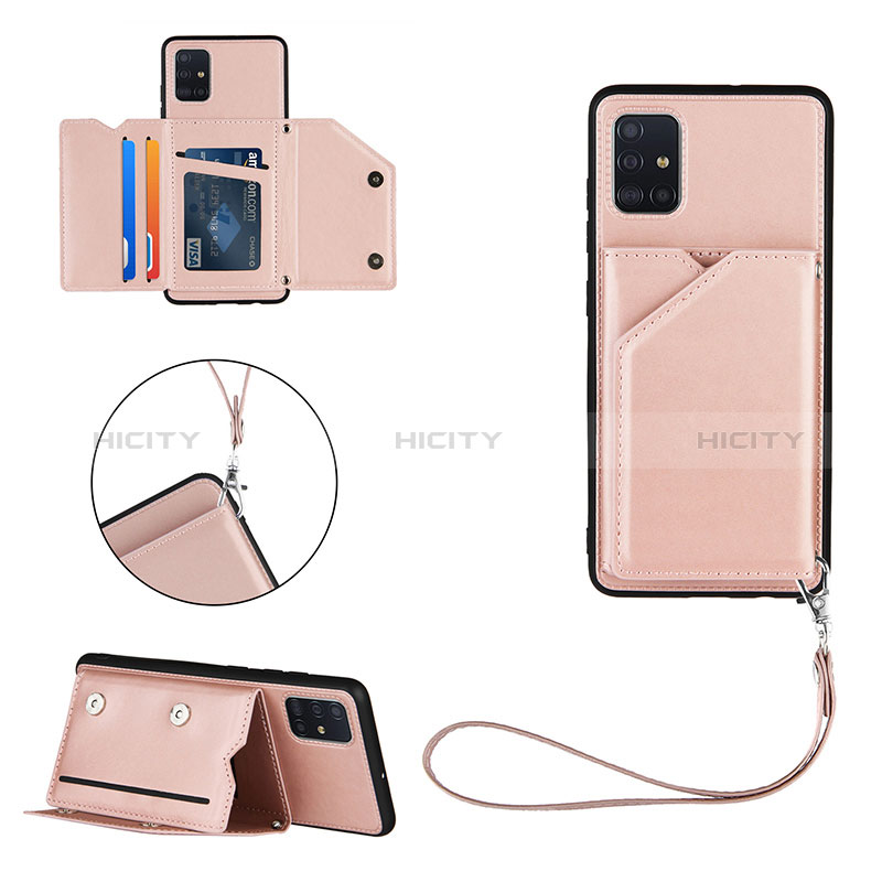Coque Luxe Cuir Housse Etui Y03B pour Samsung Galaxy A51 4G Or Rose Plus