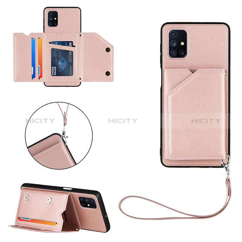 Coque Luxe Cuir Housse Etui Y03B pour Samsung Galaxy M51 Or Rose Plus