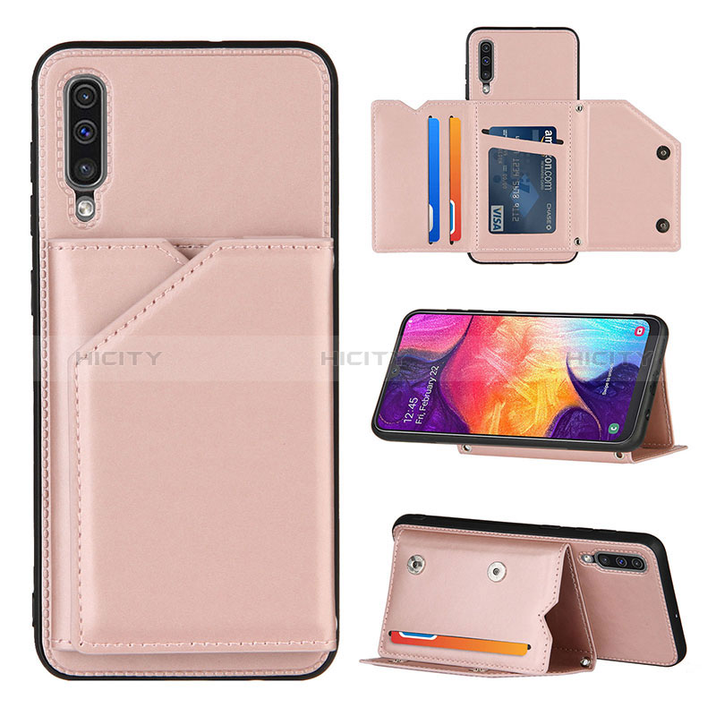 Coque Luxe Cuir Housse Etui Y04B pour Samsung Galaxy A50 Or Rose Plus