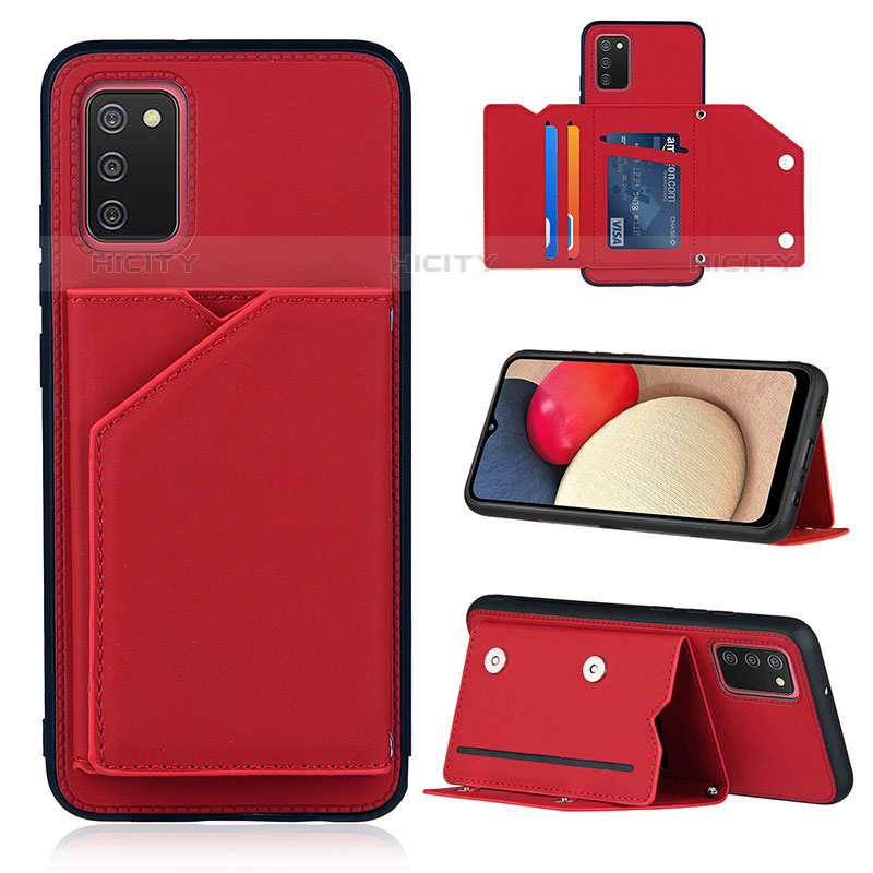 Coque Luxe Cuir Housse Etui Y04B pour Samsung Galaxy M02s Rouge Plus