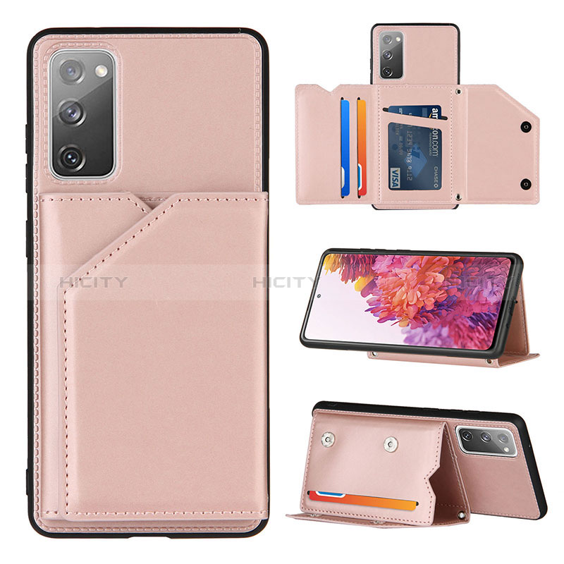 Coque Luxe Cuir Housse Etui Y04B pour Samsung Galaxy S20 FE 5G Or Rose Plus