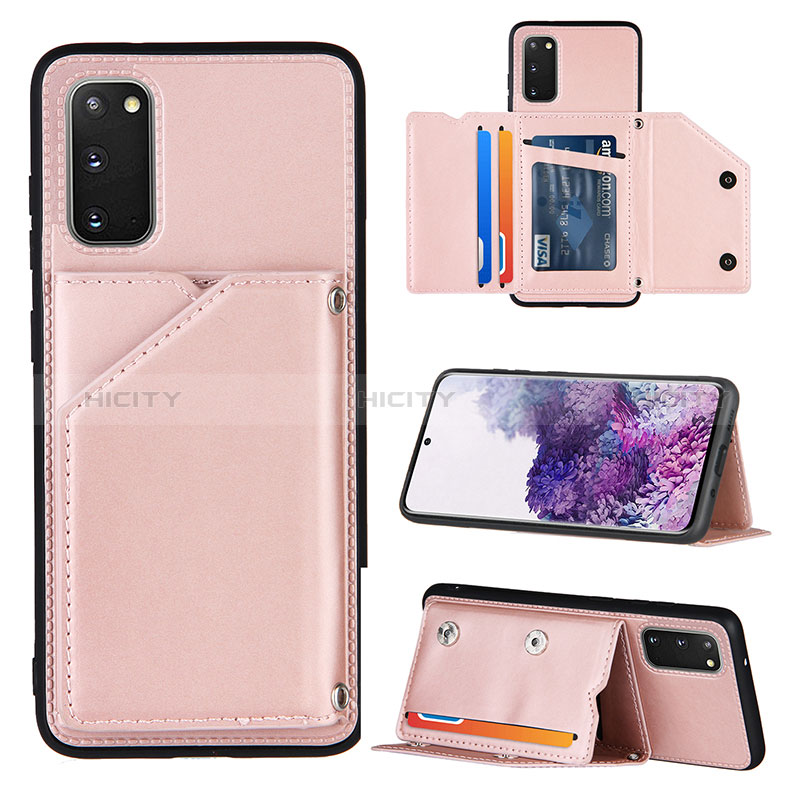 Coque Luxe Cuir Housse Etui Y04B pour Samsung Galaxy S20 Or Rose Plus