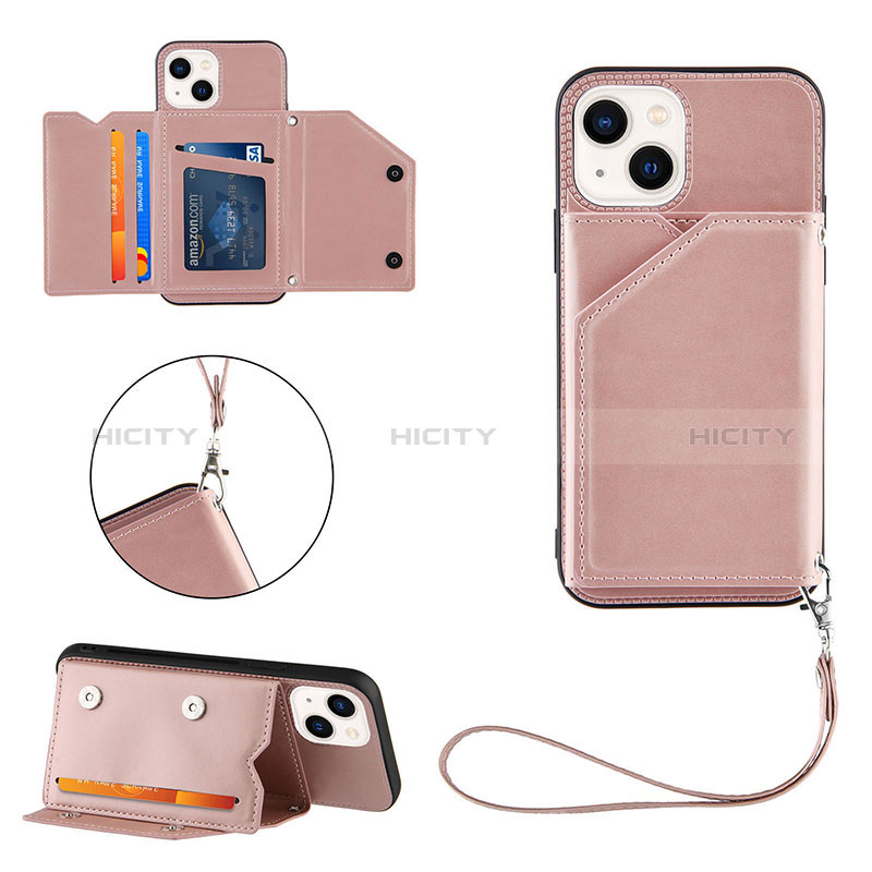 Coque Luxe Cuir Housse Etui Y06B pour Apple iPhone 13 Or Rose Plus