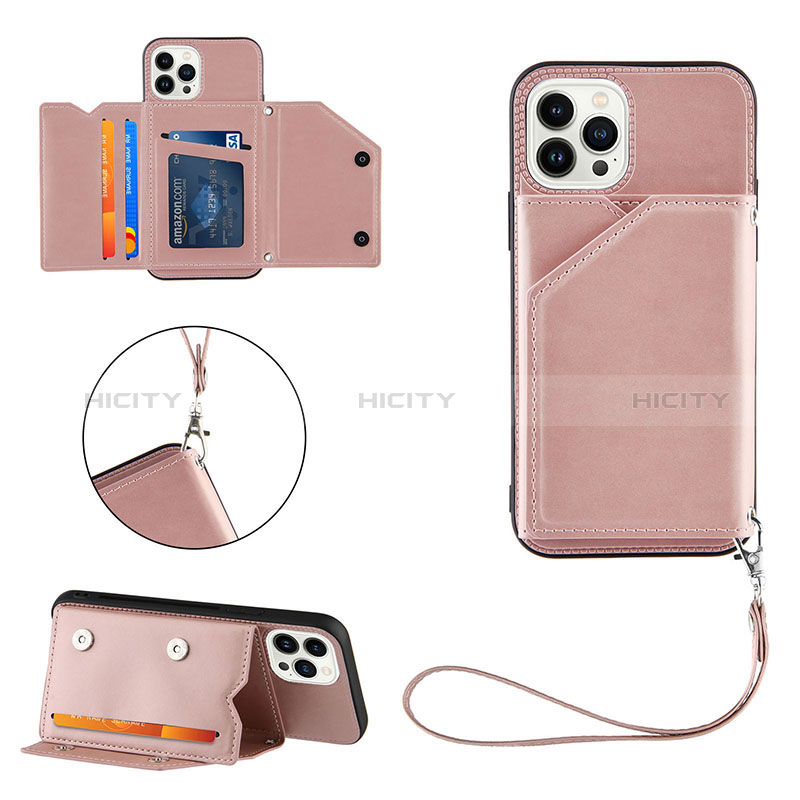 Coque Luxe Cuir Housse Etui Y06B pour Apple iPhone 13 Pro Or Rose Plus