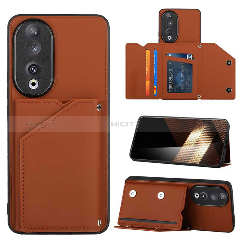 Coque Luxe Cuir Housse Etui YB1 pour Huawei Honor 90 5G Marron Plus