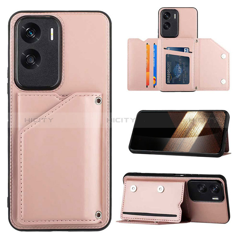 Coque Luxe Cuir Housse Etui YB1 pour Huawei Honor 90 Lite 5G Or Rose Plus
