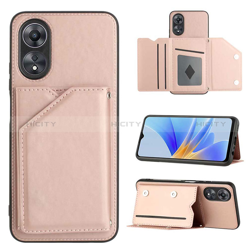 Coque Luxe Cuir Housse Etui YB1 pour Oppo A58 5G Or Rose Plus
