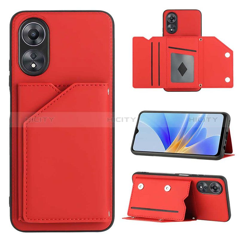 Coque Luxe Cuir Housse Etui YB1 pour Oppo A58 5G Rouge Plus