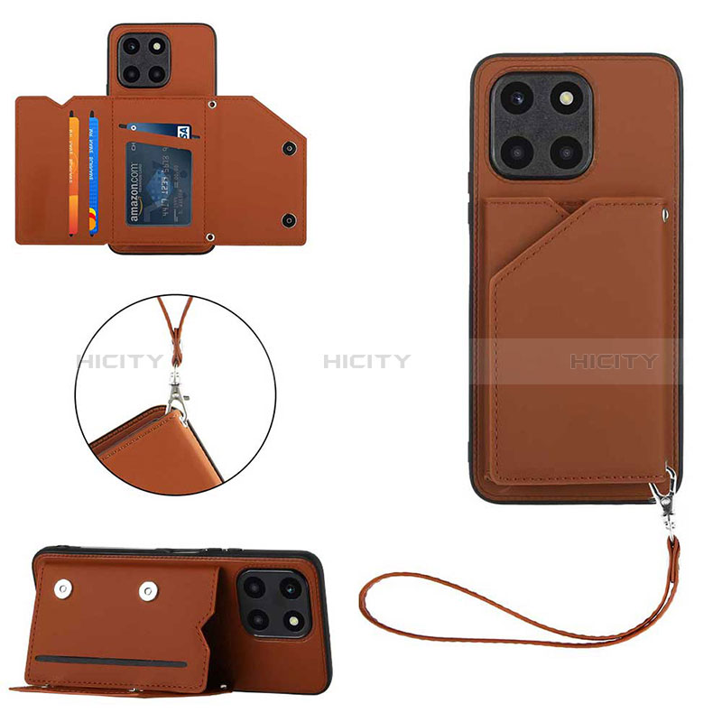 Coque Luxe Cuir Housse Etui YB2 pour Huawei Honor X6a Marron Plus