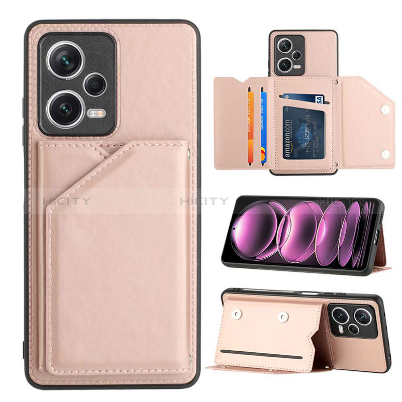 Coque Luxe Cuir Housse Etui YB2 pour Xiaomi Redmi Note 12 Pro 5G Or Rose Plus