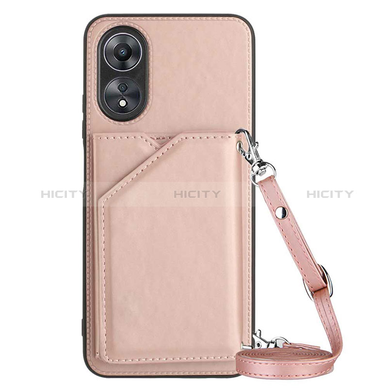 Coque Luxe Cuir Housse Etui YB3 pour Oppo A17 Or Rose Plus