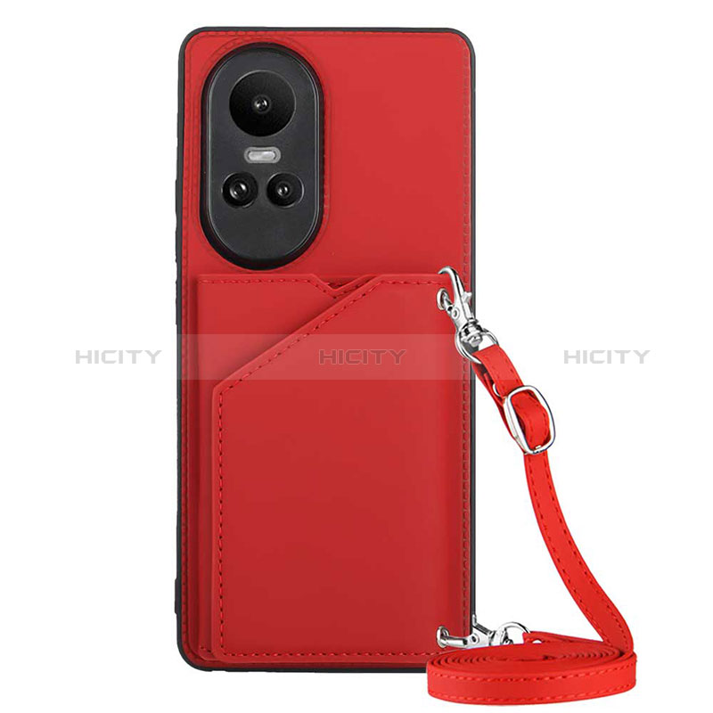 Coque Luxe Cuir Housse Etui YB3 pour Oppo Reno10 5G Rouge Plus