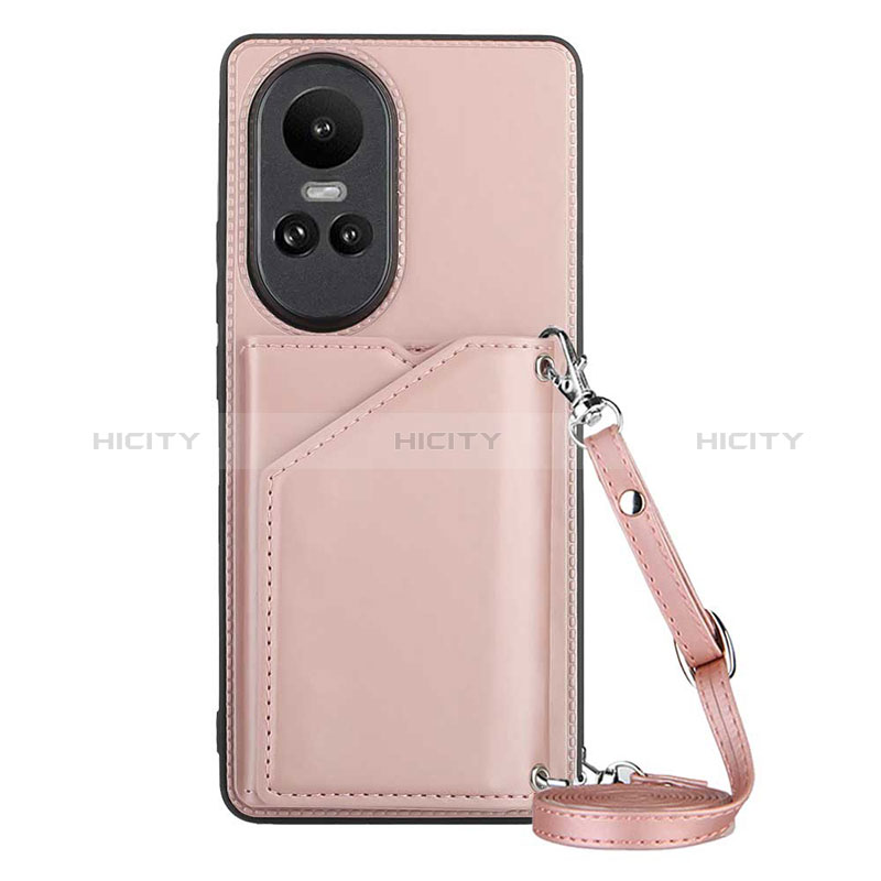 Coque Luxe Cuir Housse Etui YB3 pour Oppo Reno10 Pro 5G Or Rose Plus