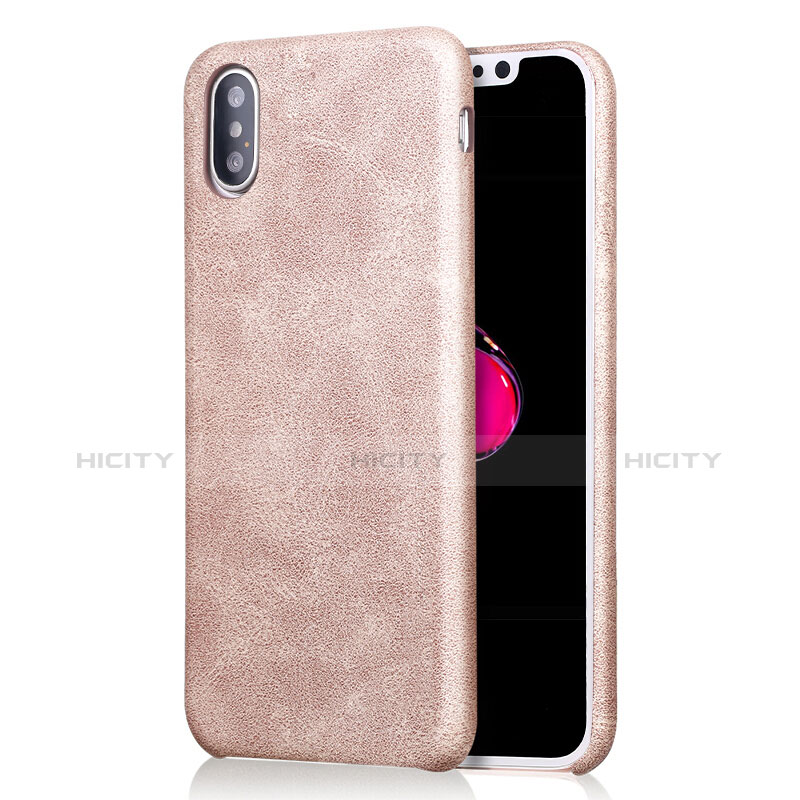 Coque Luxe Cuir Housse L01 pour Apple iPhone X Or Plus