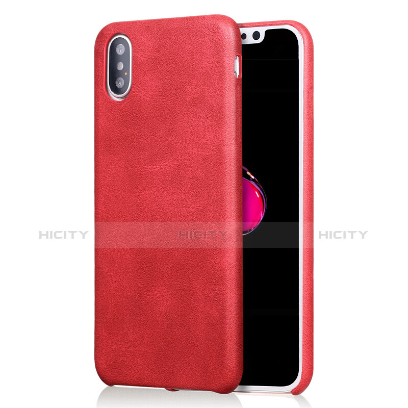 Coque Luxe Cuir Housse L01 pour Apple iPhone X Rouge Plus
