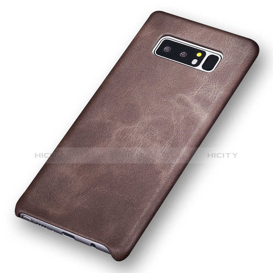 Coque Luxe Cuir Housse R01 pour Samsung Galaxy Note 8 Duos N950F Marron Plus