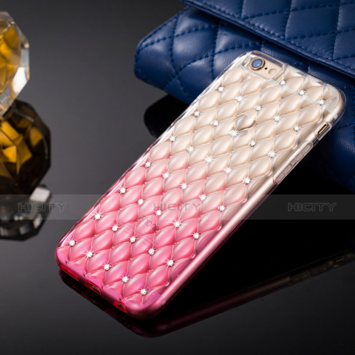 Coque Luxe Strass Bling Diamant Transparente Degrade pour Apple iPhone 6S Plus Rose Plus