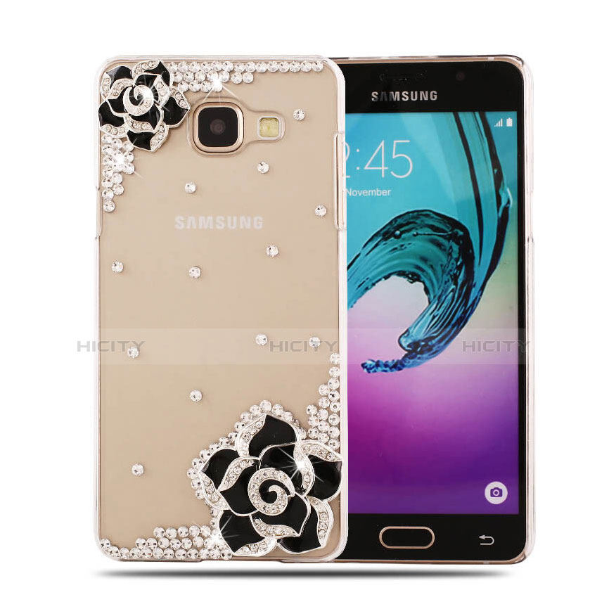 Coque Luxe Strass Diamant Bling Fleurs pour Samsung Galaxy A5 (2016) SM-A510F Noir Plus
