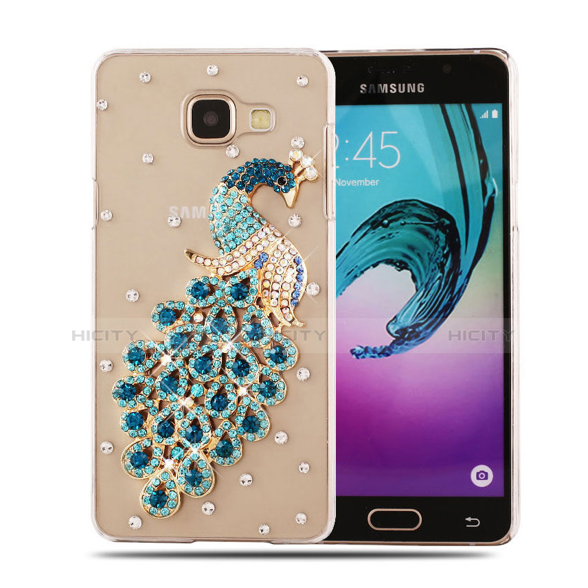 Coque Luxe Strass Diamant Bling Paon pour Samsung Galaxy A5 (2016) SM-A510F Bleu Ciel Plus