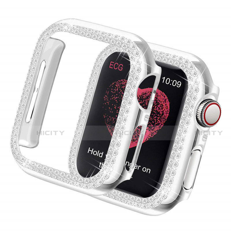 Coque Luxe Strass Diamant Bling pour Apple iWatch 5 40mm Argent Plus