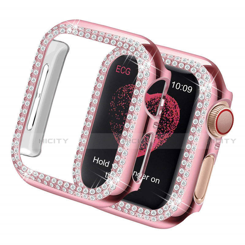 Coque Luxe Strass Diamant Bling pour Apple iWatch 5 40mm Rose Plus