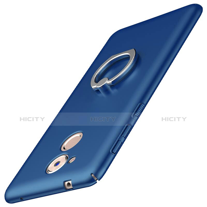 Coque Plastique Housse Etui Rigide Mat avec Support Bague Anneau A01 pour Huawei Honor 6C Bleu Plus