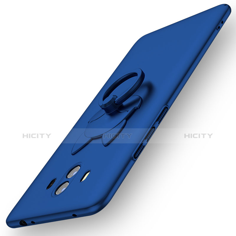 Coque Plastique Housse Etui Rigide Mat avec Support Bague Anneau A01 pour Huawei Mate 10 Bleu Plus