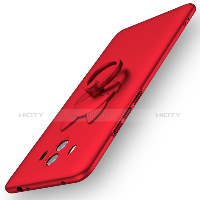 Coque Plastique Housse Etui Rigide Mat avec Support Bague Anneau A01 pour Huawei Mate 10 Rouge Plus