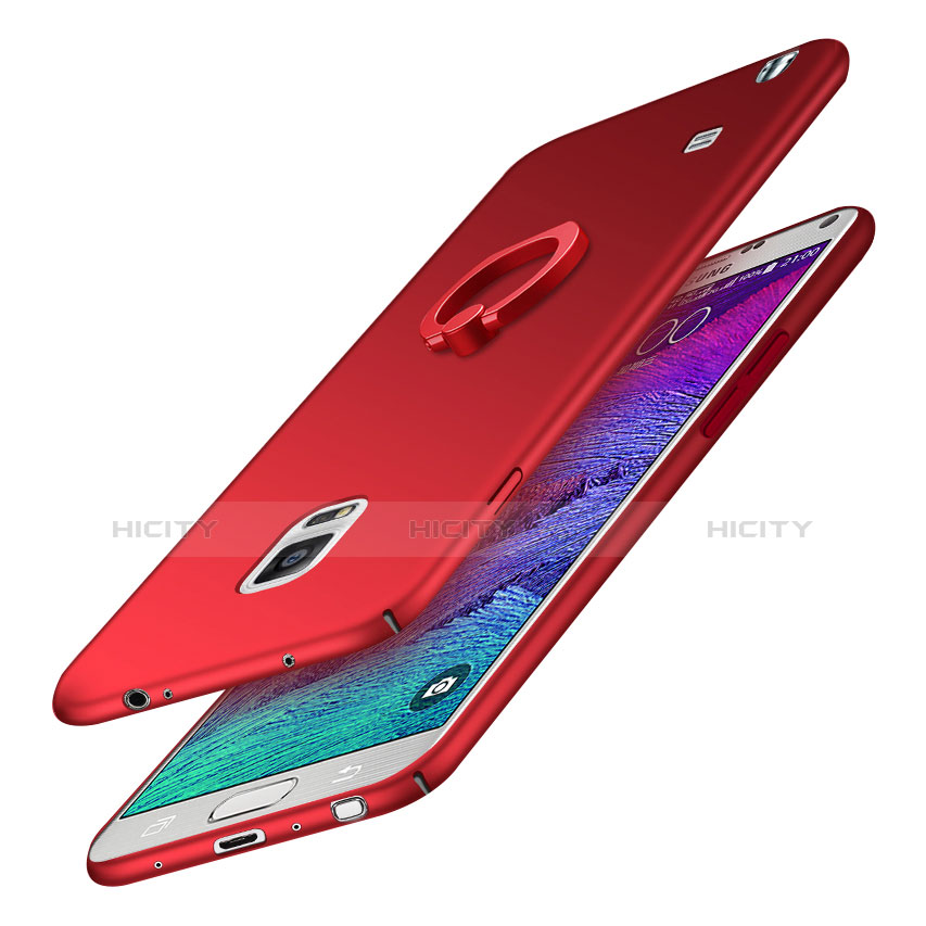Coque Plastique Housse Etui Rigide Mat avec Support Bague Anneau A01 pour Samsung Galaxy Note 4 SM-N910F Plus