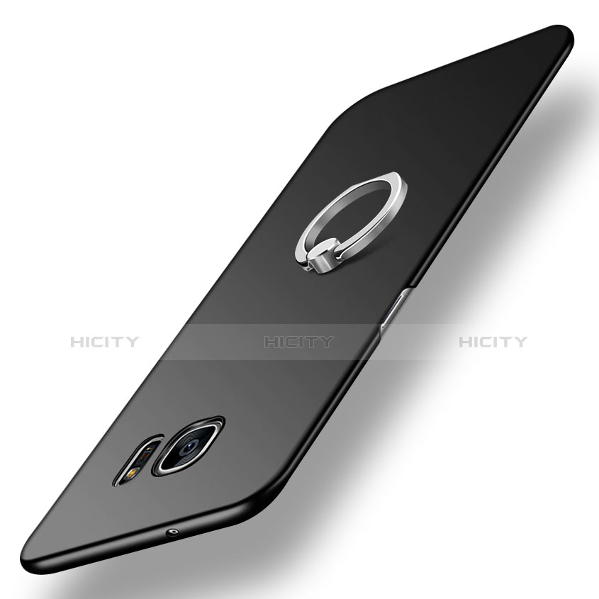 Coque Plastique Housse Etui Rigide Mat avec Support Bague Anneau A01 pour Samsung Galaxy S7 Edge G935F Noir Plus