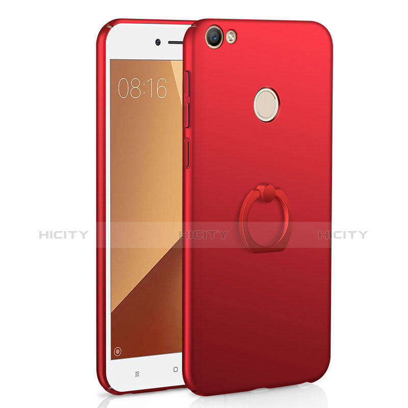 Coque Plastique Housse Etui Rigide Mat avec Support Bague Anneau A01 pour Xiaomi Redmi Note 5A Pro Rouge Plus