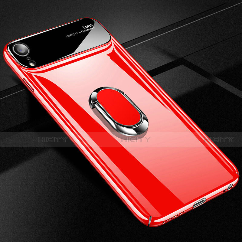 Coque Plastique Housse Etui Rigide Mat avec Support Bague Anneau Aimante Magnetique A01 pour Apple iPhone XR Rouge Plus