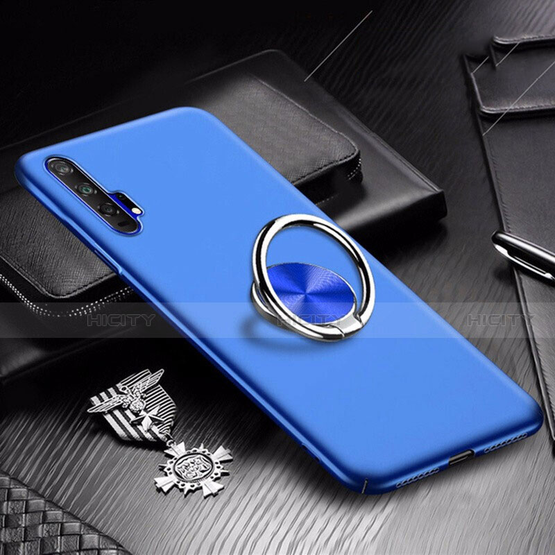 Coque Plastique Housse Etui Rigide Mat avec Support Bague Anneau Aimante Magnetique A01 pour Huawei Honor 20 Pro Bleu Plus